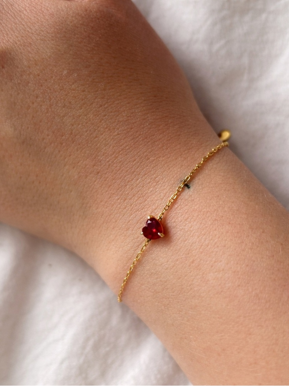 Heart Gem Bracelet Gold Tone Sterling Silver Delicate